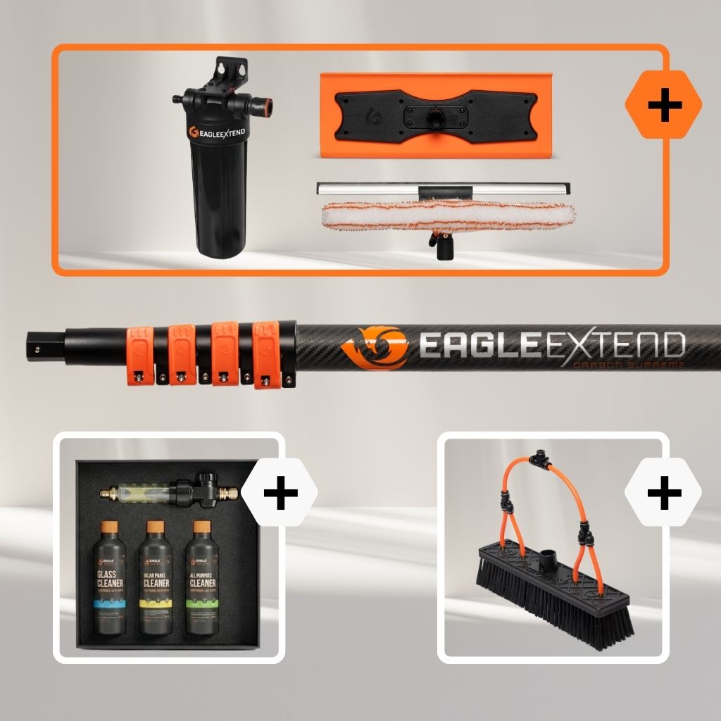 Telescoopsteel Carbon Fiber 3K Supreme + Bundel Glas en Zonnepanelen Vlekkenvrij